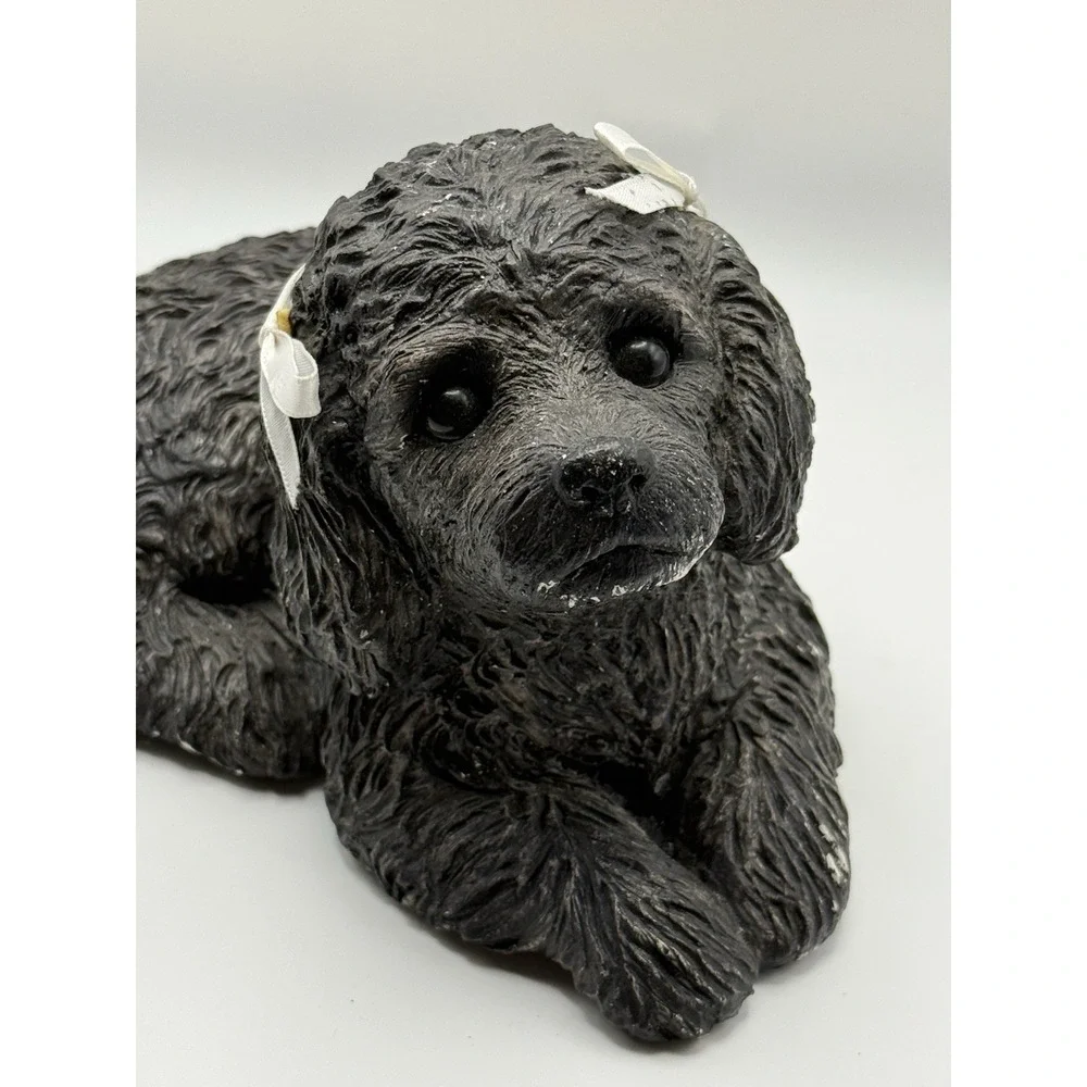 Vtg Sandicast Miniature Black Poodle Dog Sandra Brue 1981 Sculpture Signed 8